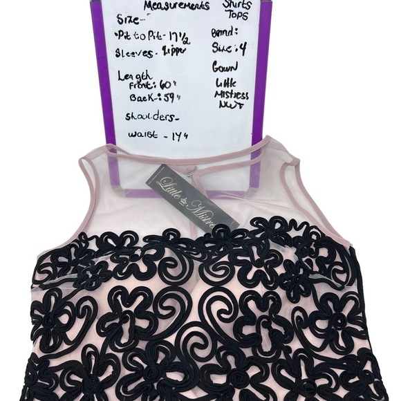 Little Mistress Black Sleeveless Embroidered Illusion Formal Gown Dress Sz 4 NWT - Picture 10 of 16